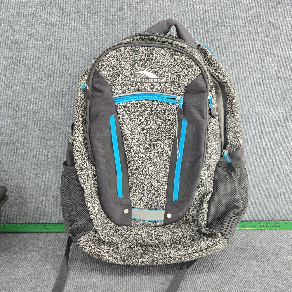High Sierra Backpack Gray Blue Mesh Laptop School Bag